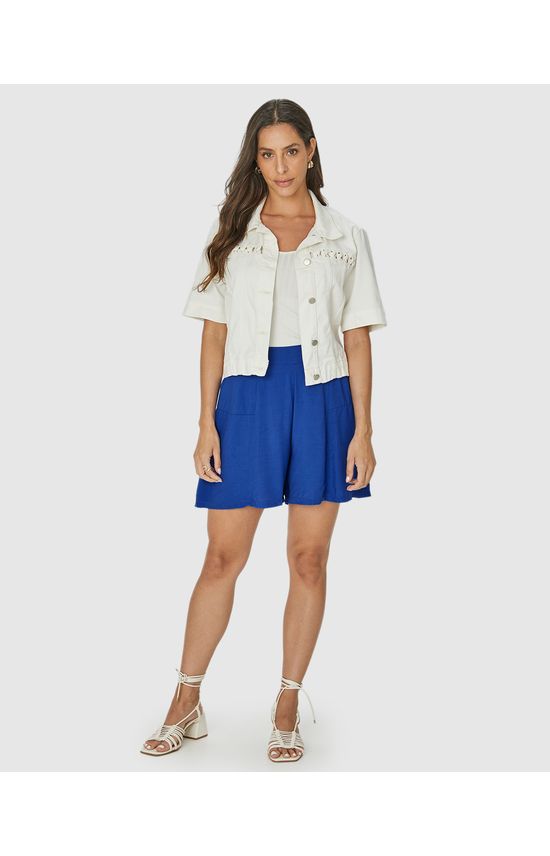Shorts Feminino Evasê Cós Elástico Em Viscose