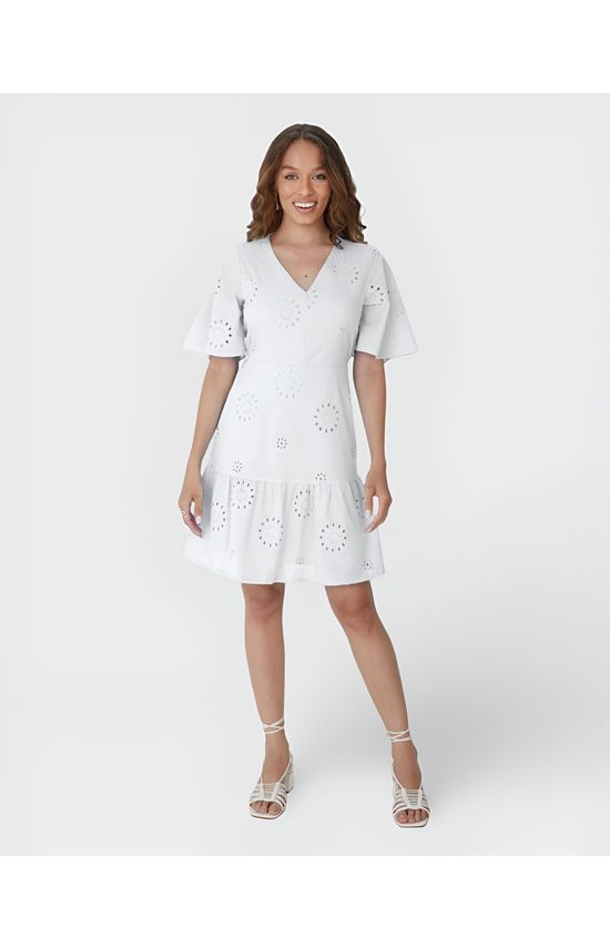 Vestido Feminino Manga Ampla Em Laise Algodão