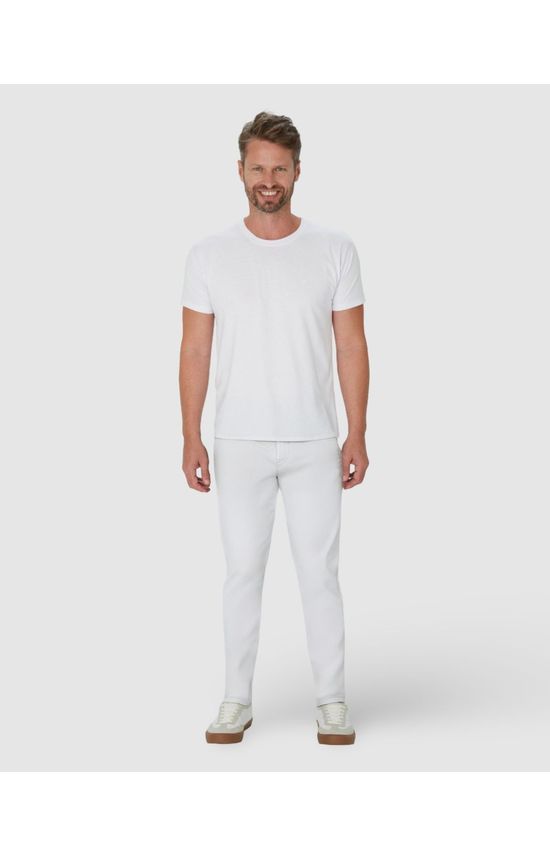 Calça Chino Masculina Cintura Média Em Sarja Com Elastano