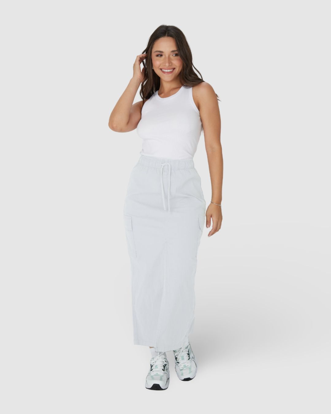 Saia Midi Feminina Cargo Em Sarja Stretch Texturizada - Imagem 21