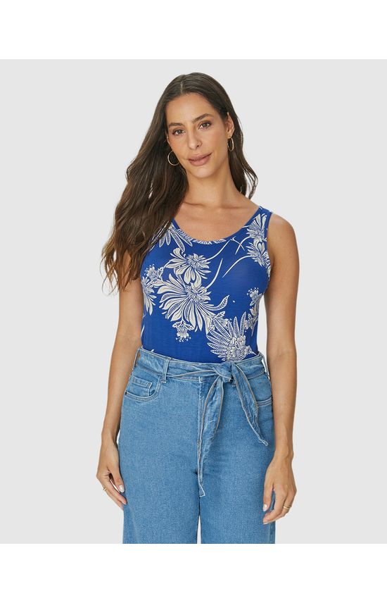Regata Feminina Mullet Estampada Em Viscose Stretch