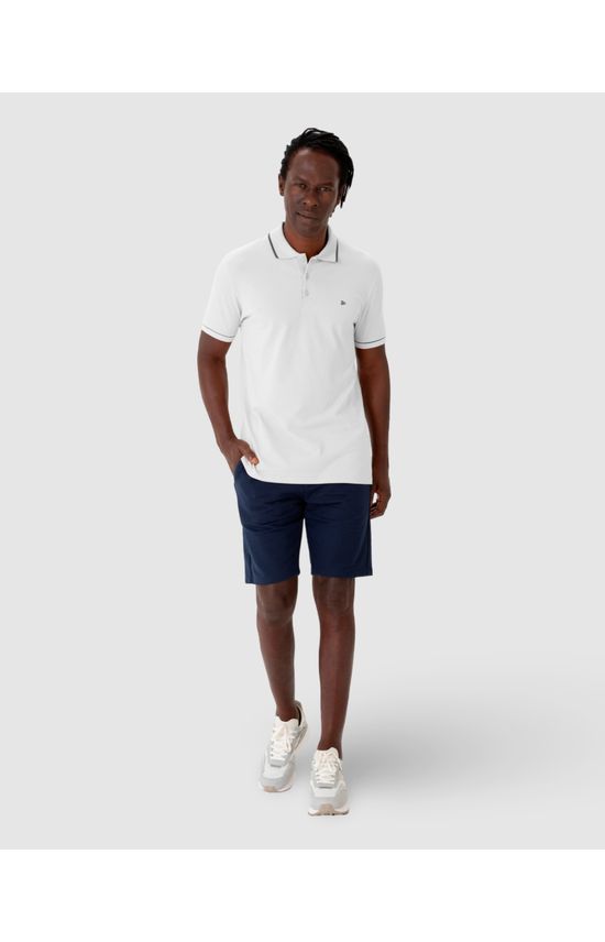 Camisa Polo Básica Masculina Bordada Em Piquet Stretch