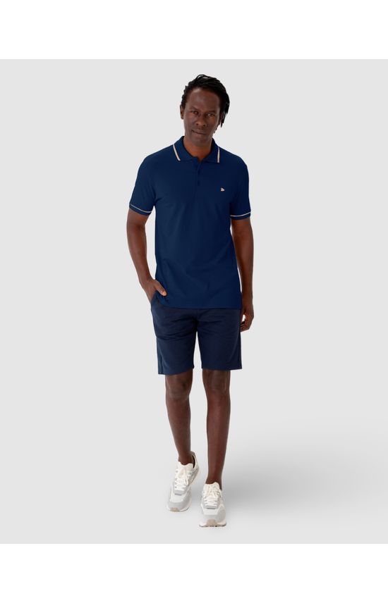 Camisa Polo Básica Masculina Bordada Em Piquet Stretch