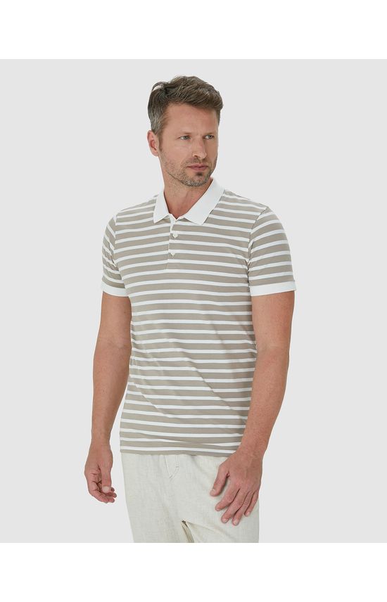 Camisa Polo Masculina Em Malha Listrada