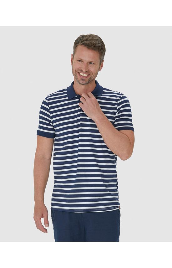 Camisa Polo Masculina Em Malha Listrada