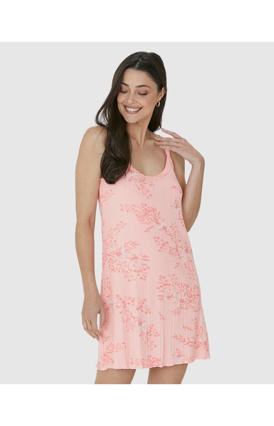 Camisola Feminina Alça Fina Estampada Em Malha Viscose Canelada