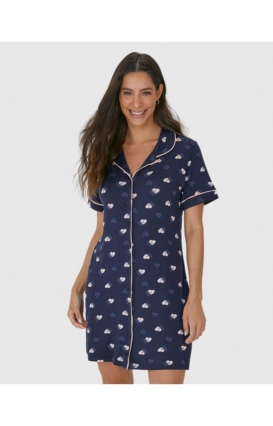 Camisola Americana Feminina Manga Curta Estampada Em Viscose Stretch