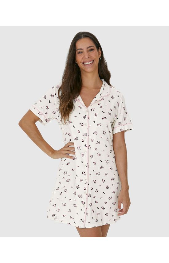 Camisola Americana Feminina Manga Curta Estampada Em Viscose Stretch