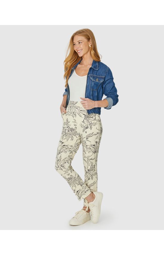 Calça Cigarrete Feminina Bolso Lateral Em Moletinho De Viscose