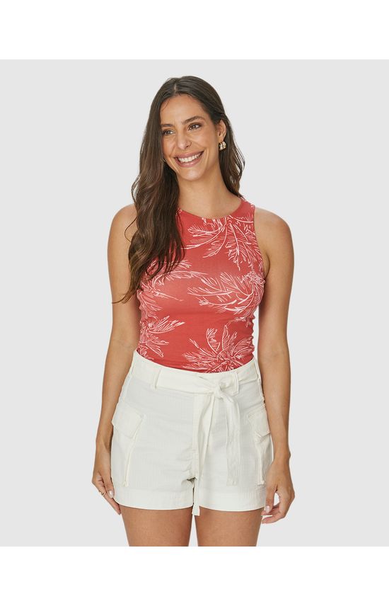 Regata Justa Feminina Estampada Em Algodão