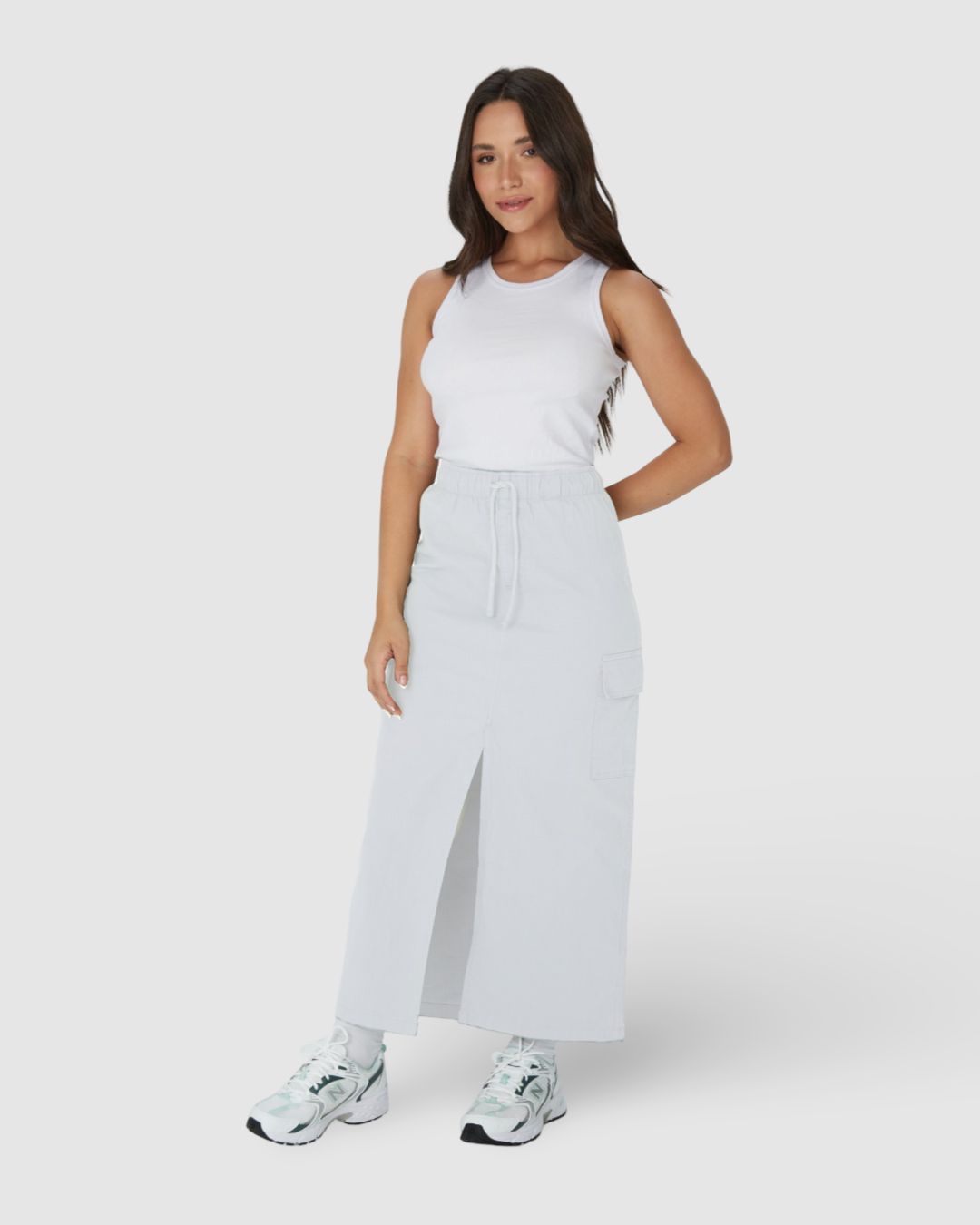 Saia Midi Feminina Cargo Em Sarja Stretch Texturizada - Imagem 32