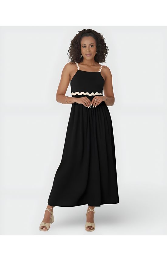 Vestido Longo Feminino Alça Sianinha Em Viscose