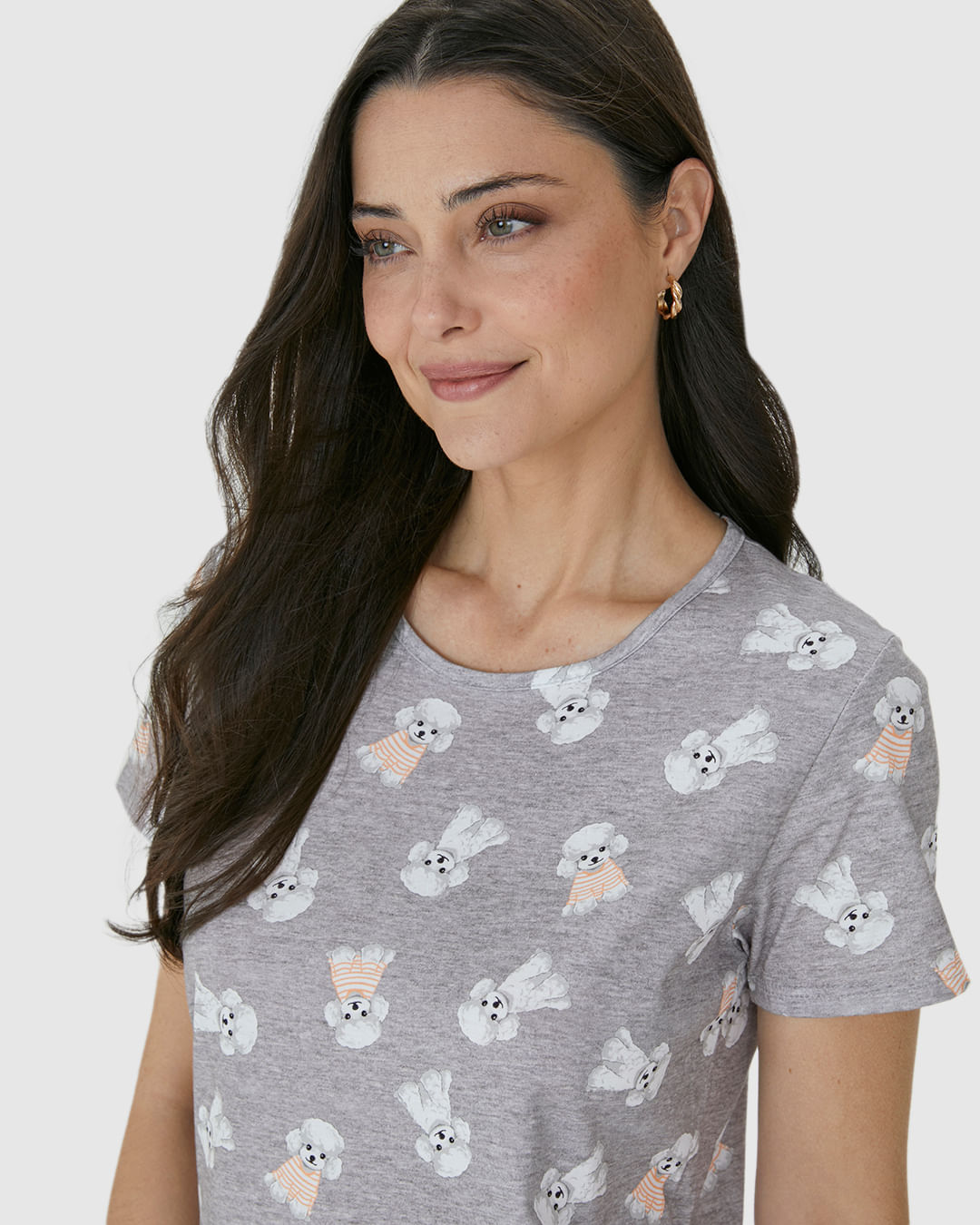 Pijama Feminino Blusa E Shorts Estampado Em Algodão - Imagem 18