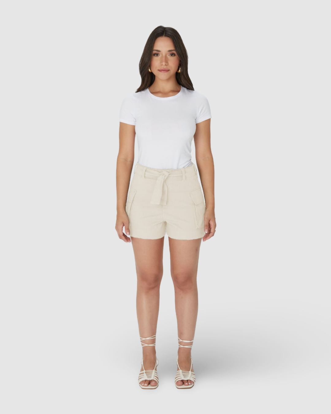 Shorts Feminino Mom Com Bolso Cargo Em Sarja Stretch Texturizada - Imagem 39