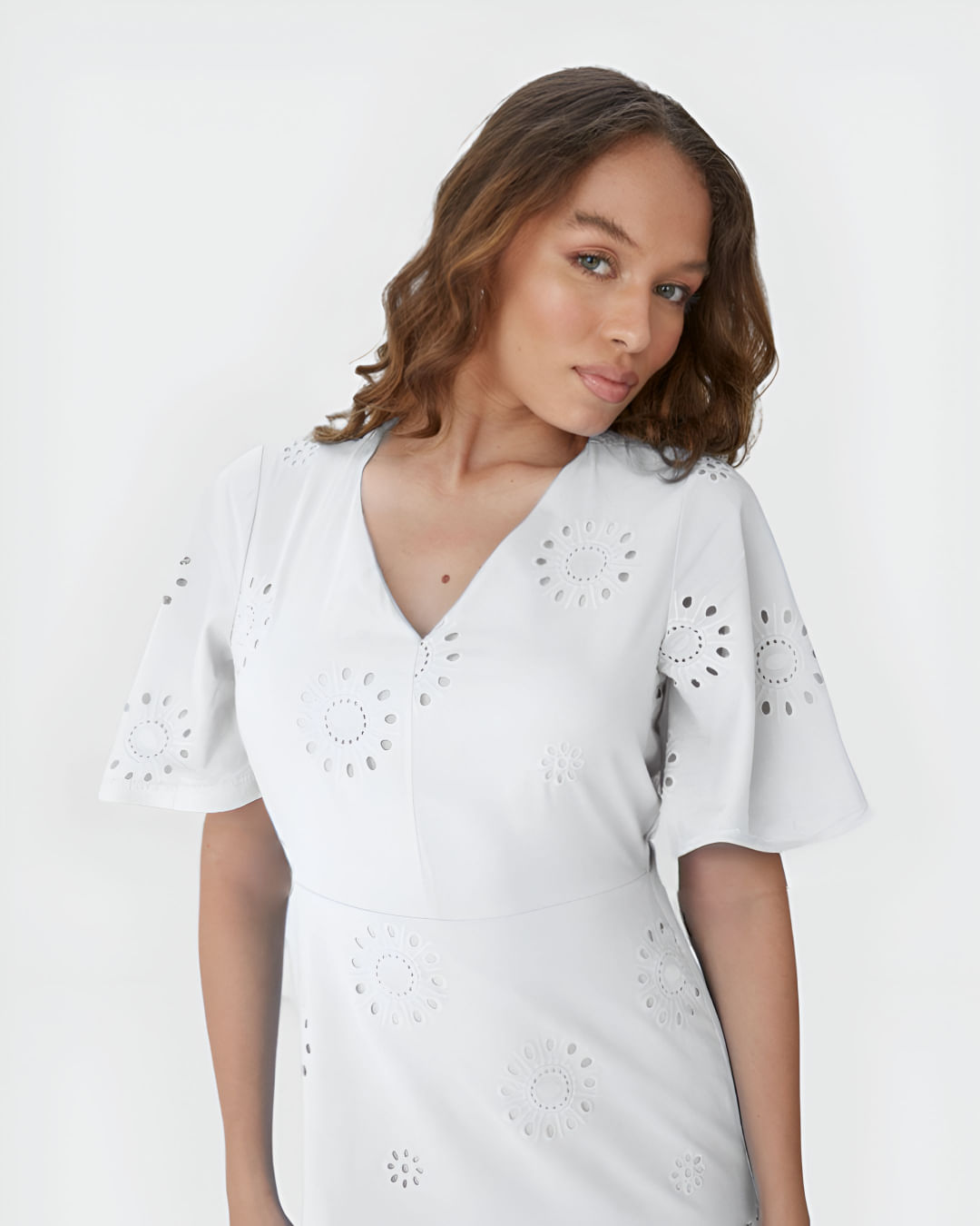 Vestido Feminino Manga Ampla Em Laise Algodão - Imagem 14