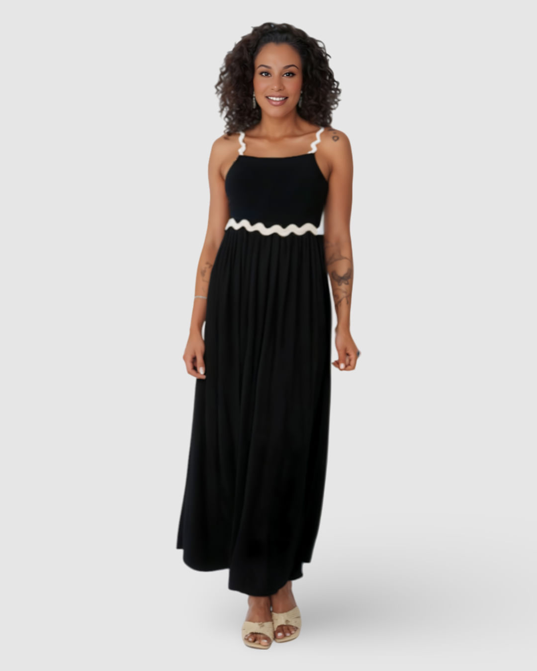 Vestido Longo Feminino Alça Sianinha Em Viscose - Imagem 19