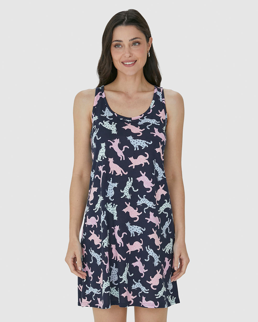 Camisola Feminina Estampa Felinos Em Algodão - Imagem 19