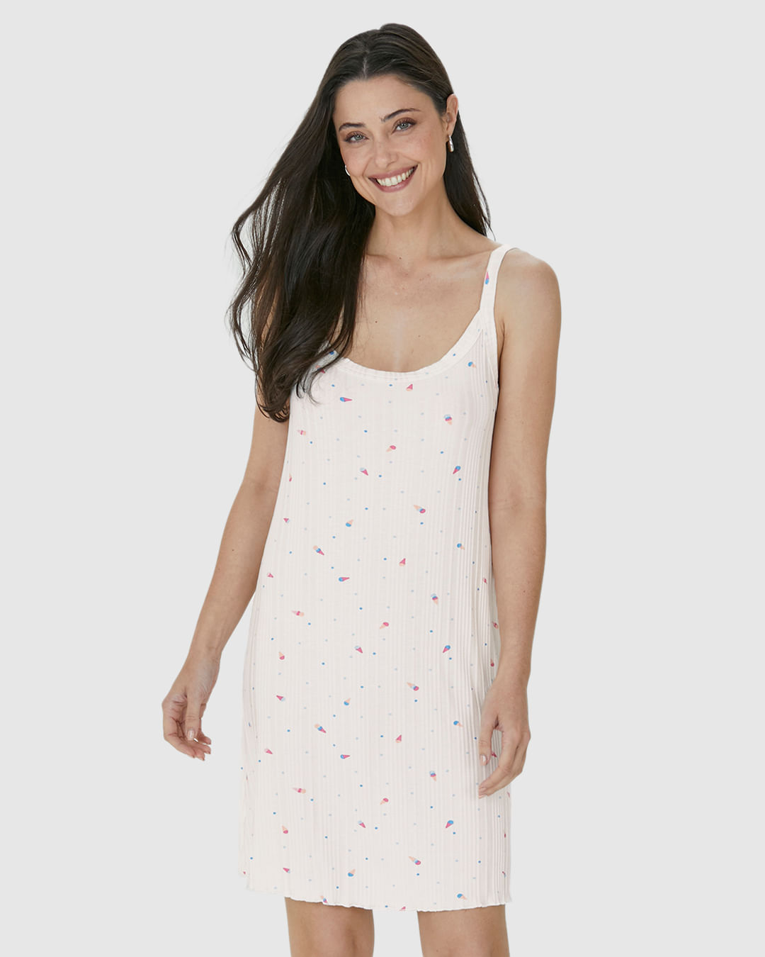 Camisola Feminina Alça Fina Estampada Em Malha Viscose Canelada - Imagem 19