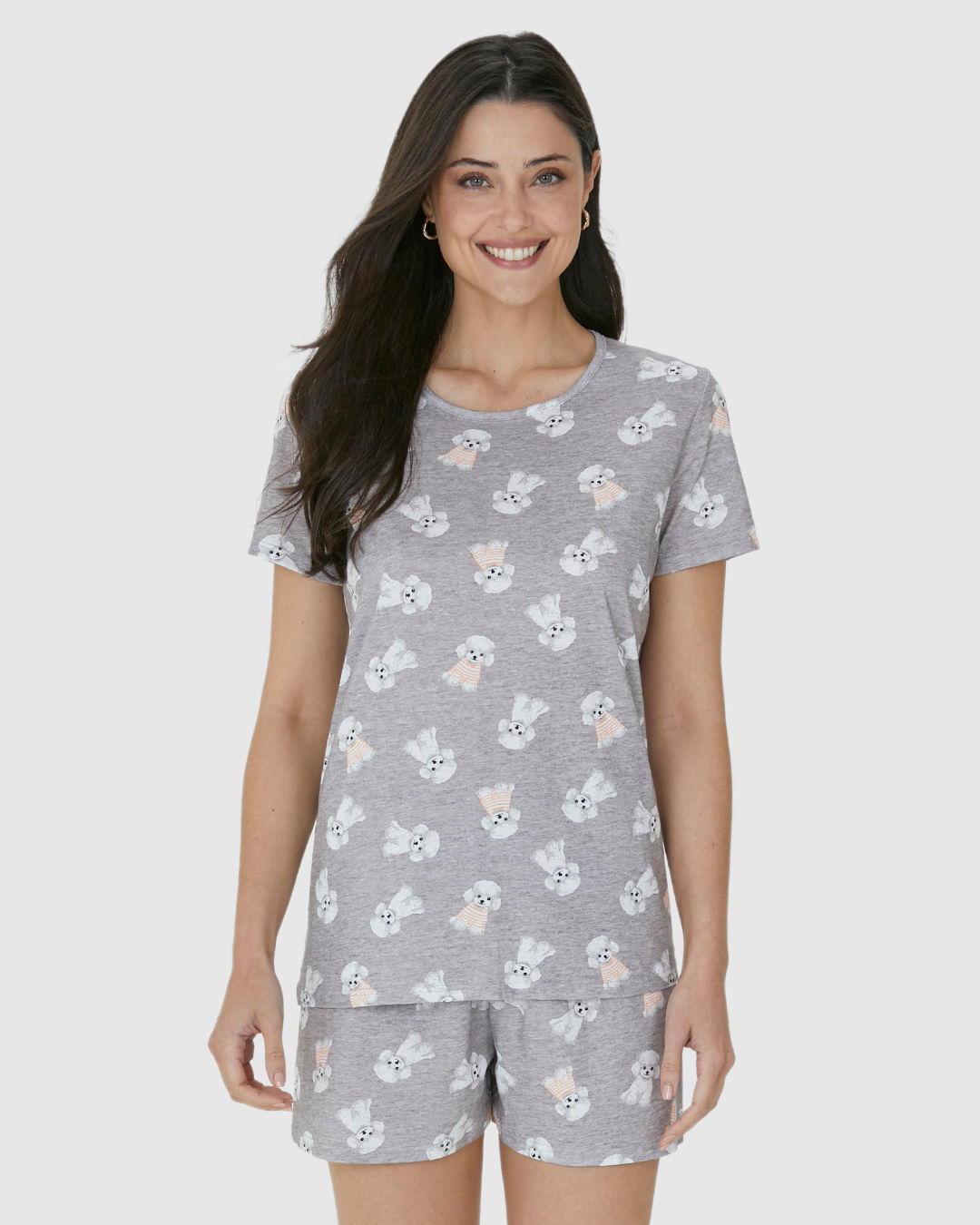 Pijama Feminino Blusa E Shorts Estampado Em Algodão - Imagem 19