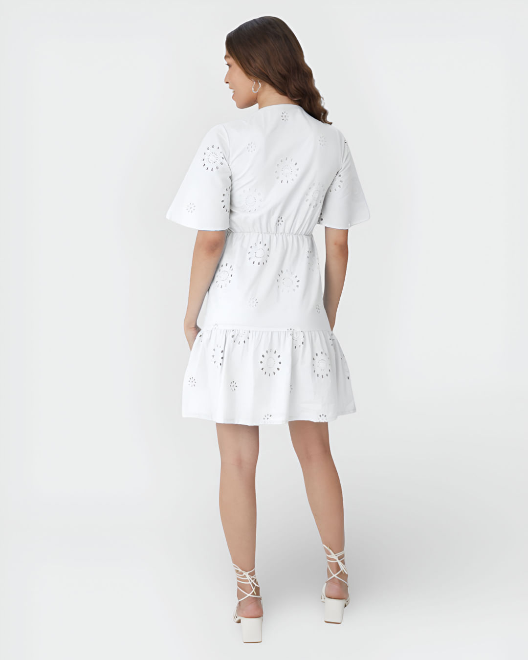 Vestido Feminino Manga Ampla Em Laise Algodão - Imagem 10