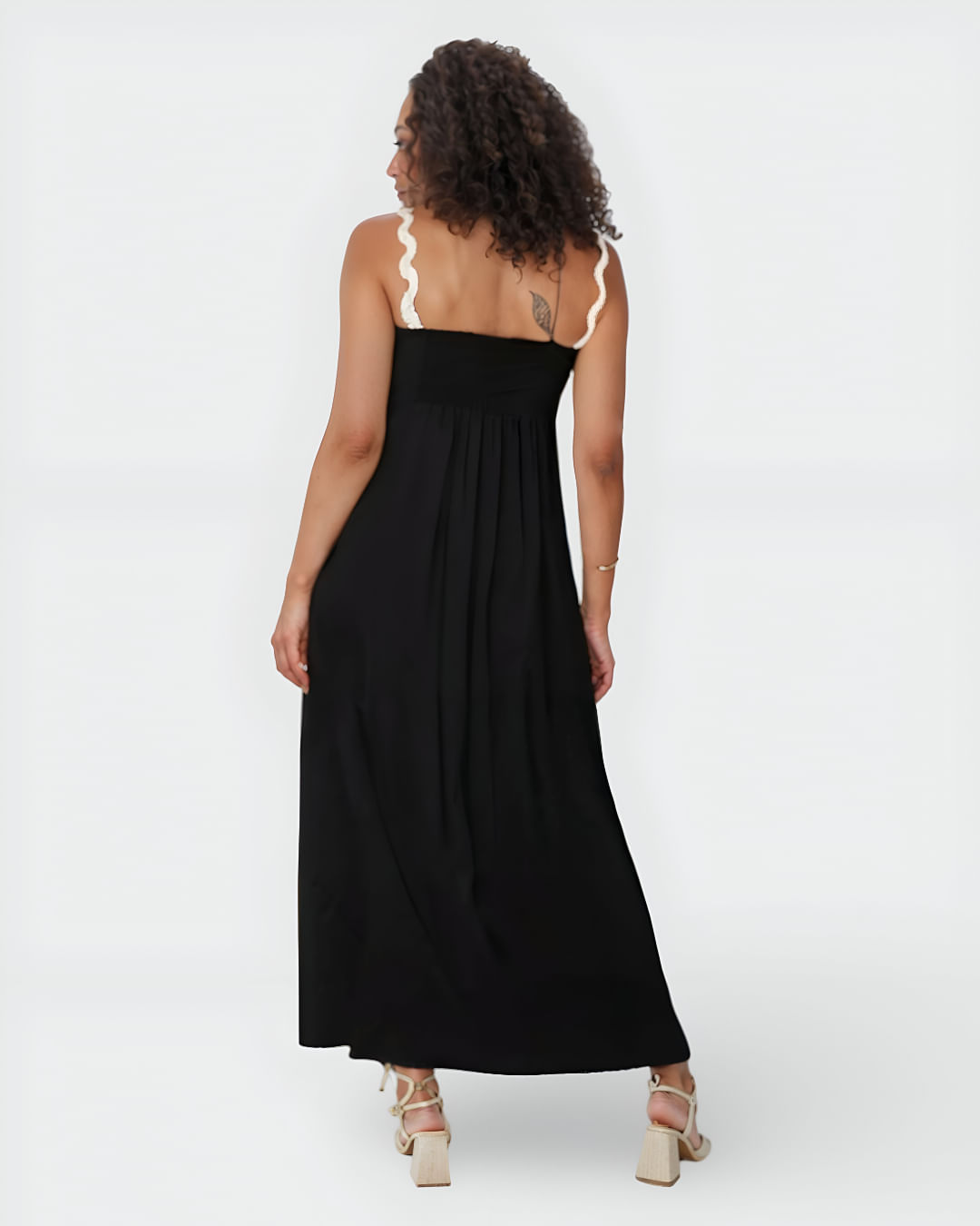 Vestido Longo Feminino Alça Sianinha Em Viscose - Imagem 5