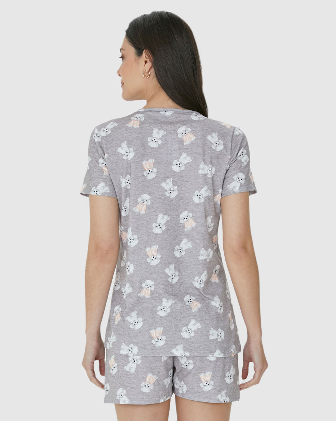 Pijama Feminino Blusa E Shorts Estampado Em Algodão - Imagem 5