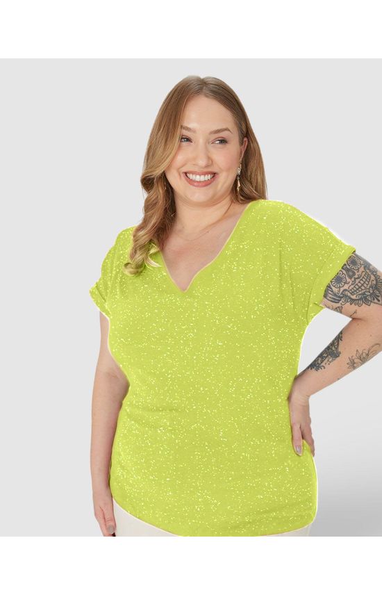 Blusa Básica Feminina Plus Size Decote V Em Viscose Botonê
