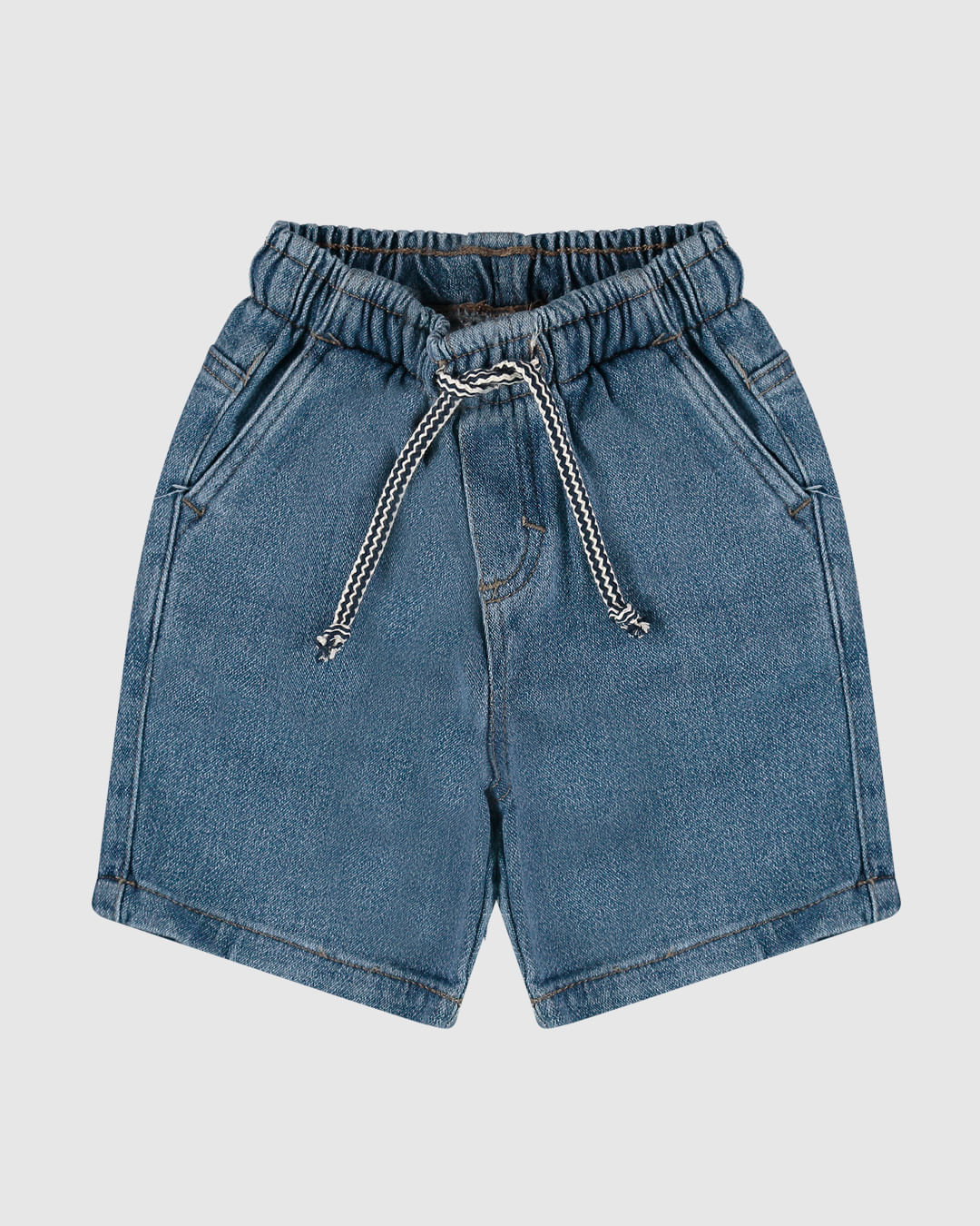 Bermuda Infantil Menino Cadarço Frontal Em Jeans Moletom Malwee Kids