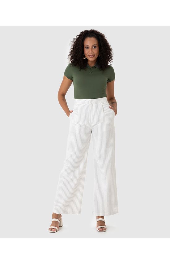 Calça Alfaiataria Feminina Com Bolso Embutido Em Viscolinho