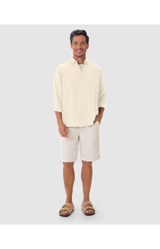 Camisa Masculina Regular Bordado Peitoral Em Liocel
