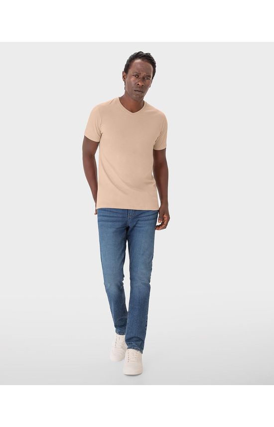 Camiseta Básica Masculina Gola V Em Algodão