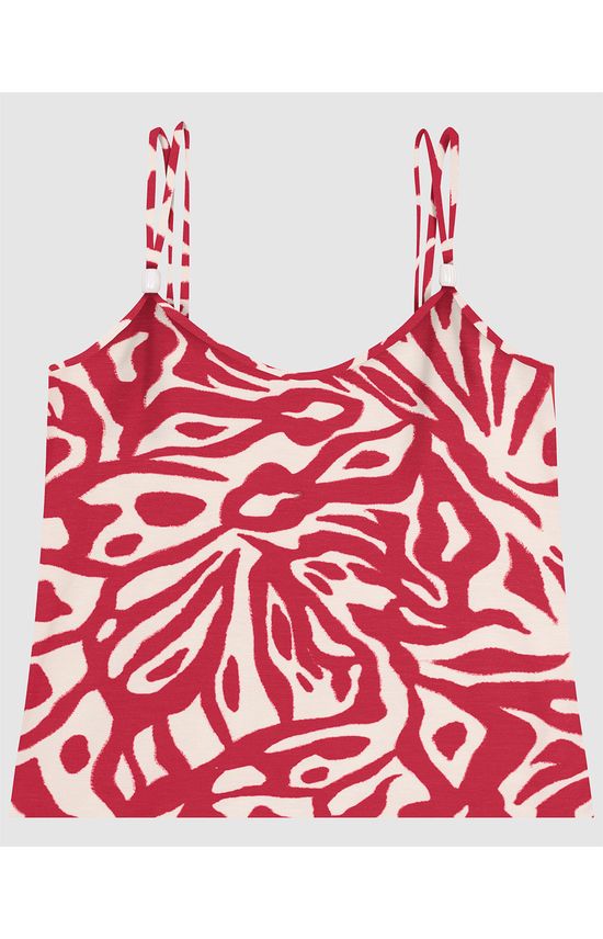Regata Feminina Estampada Ornamento Alça Em Malha Canelada