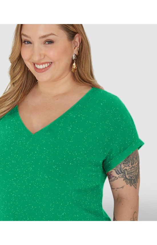 Blusa Básica Feminina Plus Size Decote V Em Viscose Botonê