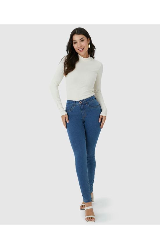 Calça Feminina Skinny Cintura Média Em Flex Jeans