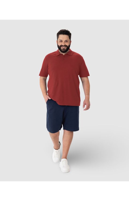 Camisa Polo Básica Masculina Plus Size Em Piquet Stretch