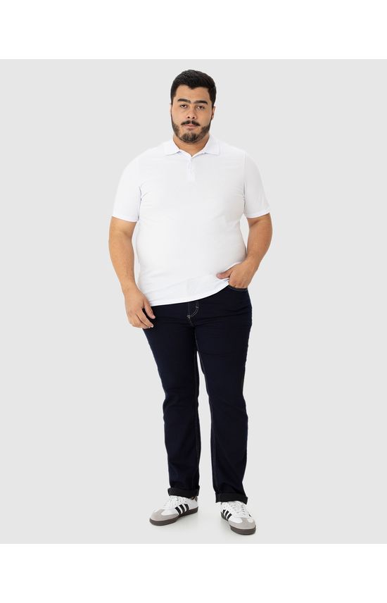 Calça Masculina Plus Size Cintura Média Em Flex Jeans
