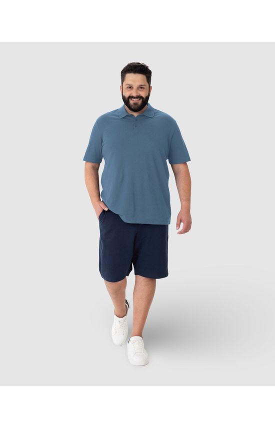 Camisa Polo Básica Masculina Plus Size Em Piquet Stretch