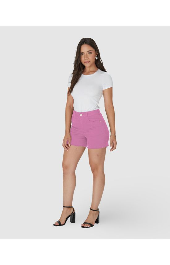 Shorts Feminino Cintura Média Em Sarja Com Elastano