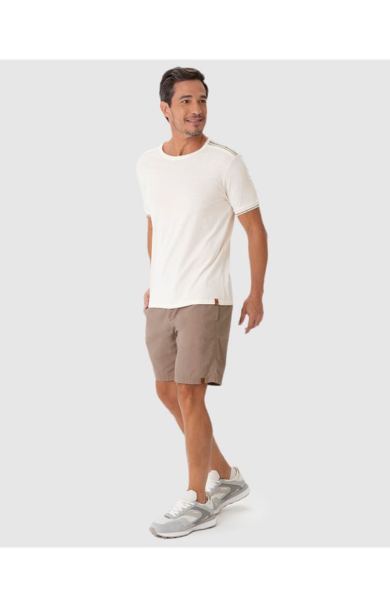 Bermuda Masculina Tradicional Bolso Embutido Em Linho Com Algodão