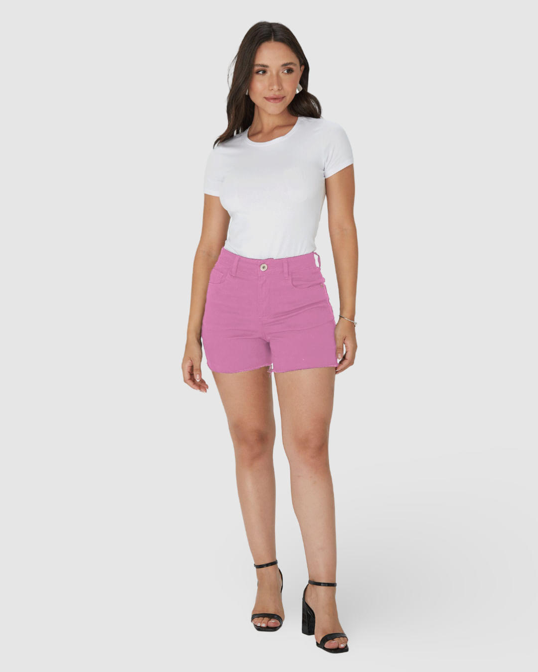 Shorts Feminino Cintura Média Em Sarja Com Elastano - Imagem 14