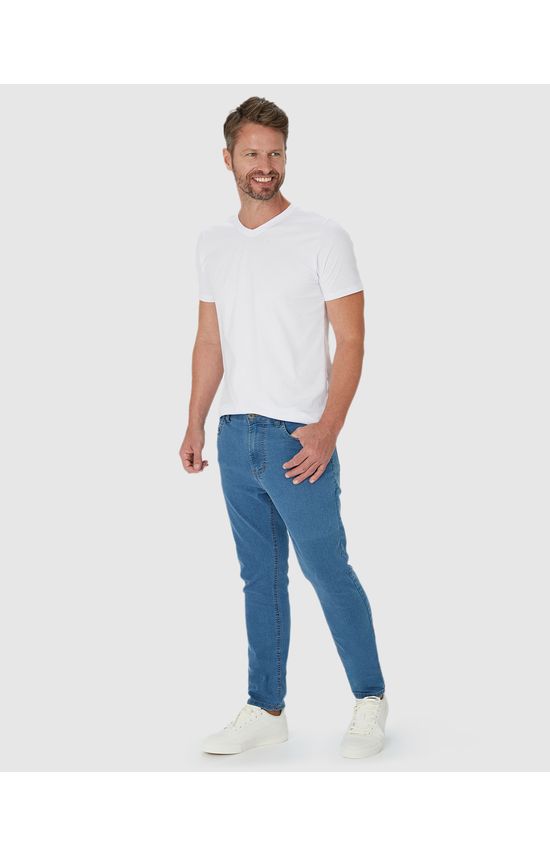Calça Masculina Slim Cintura Média Em Flex Jeans