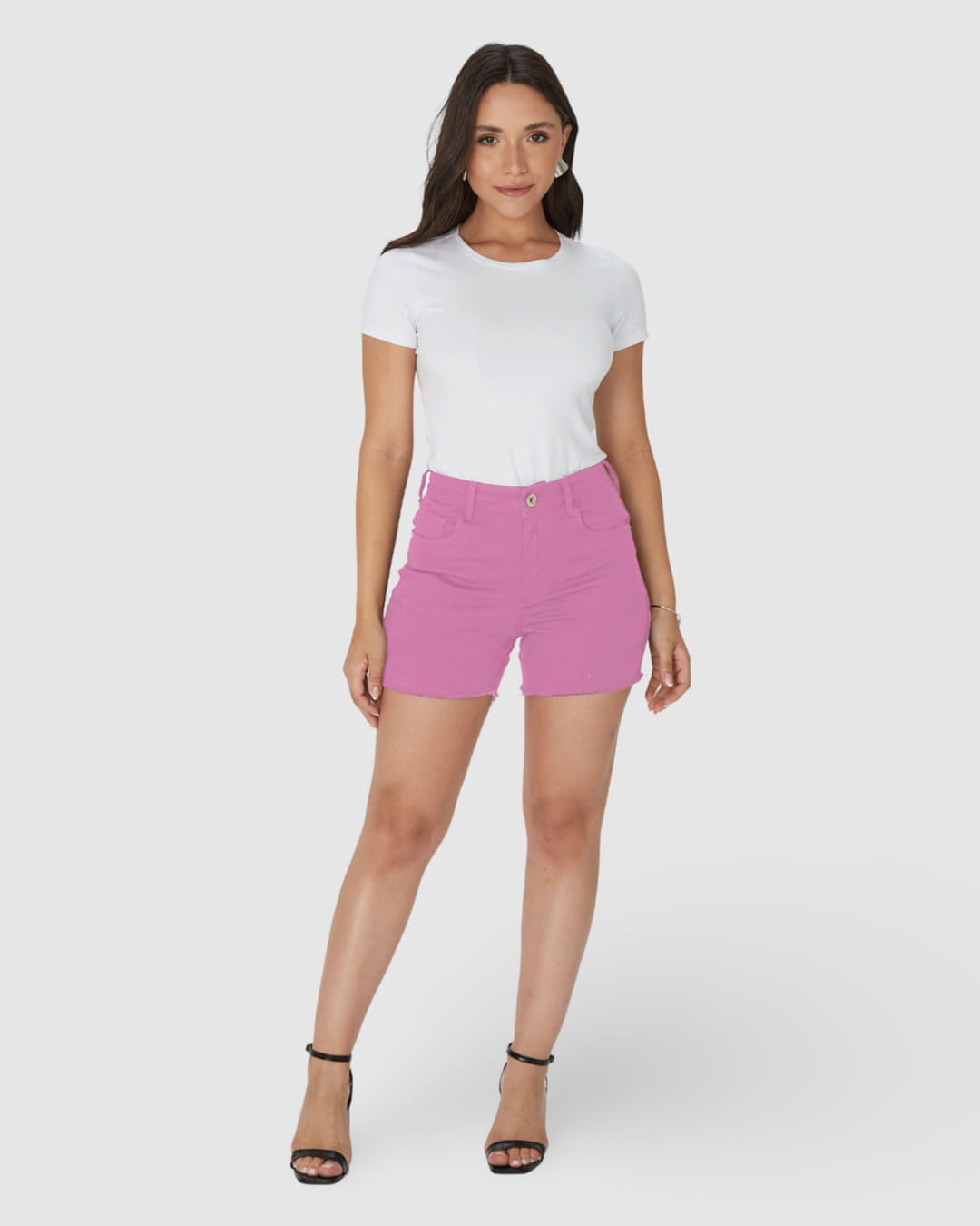 Shorts Feminino Cintura Média Em Sarja Com Elastano - Imagem 4