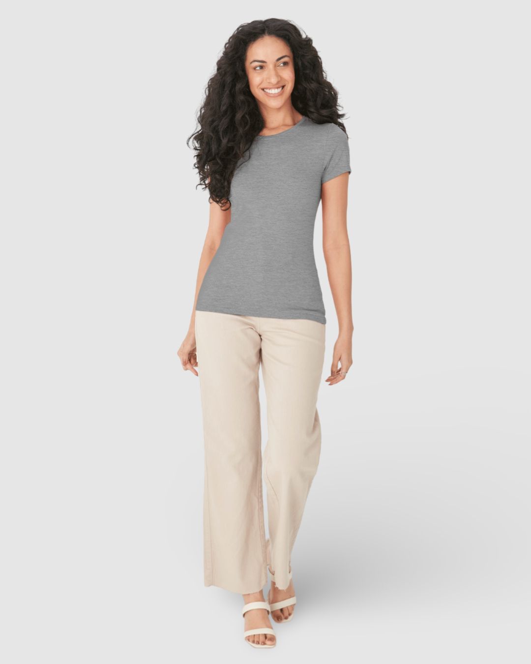 Blusa Básica Feminina Decote Redondo Em Algodão