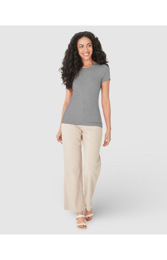Blusa Básica Feminina Decote Redondo Em Algodão