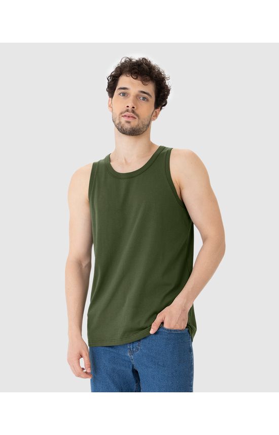 Regata Básica Masculina Decote Redondo Em Algodão