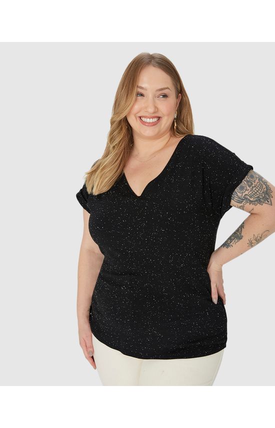 Blusa Básica Feminina Plus Size Decote V Em Viscose Botonê