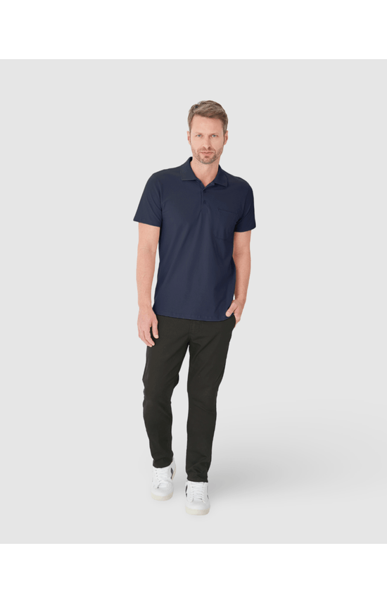 Camisa Polo Básica Masculina Gola Esporte E Bolso Piquet Stretch