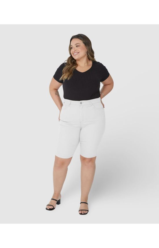 Bermuda Feminina Plus Size Ciclista Em Flex Jeans