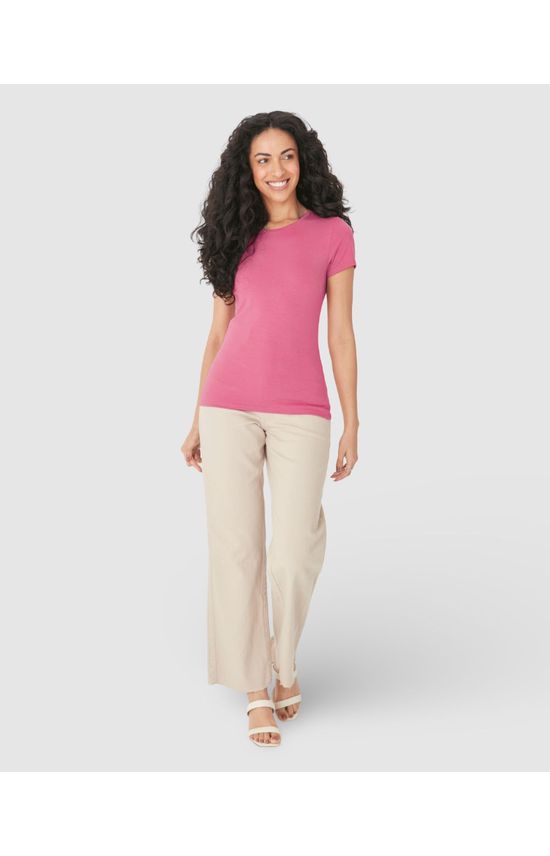 Blusa Básica Feminina Decote Redondo Em Algodão