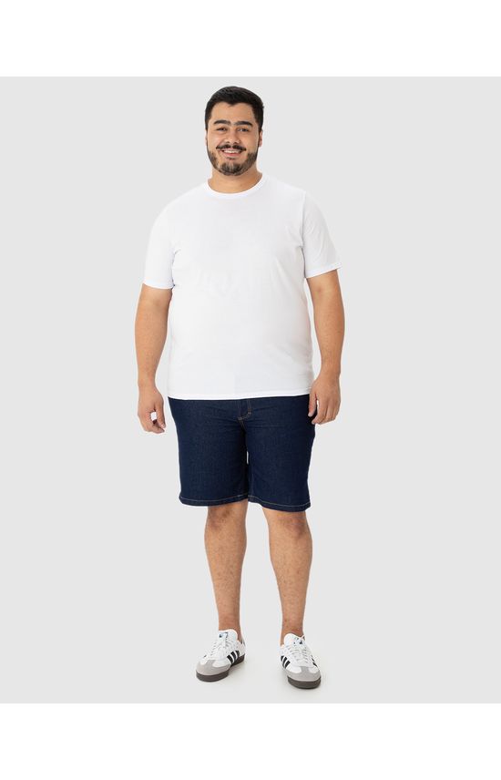Bermuda Masculina Tradicional Plus Size Em Jeans Com Elastano